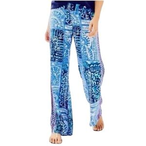 Lilly Pulitzer Bal Harbour Wide Leg Palazzo Pant Deep Indigo Leied Back Batik